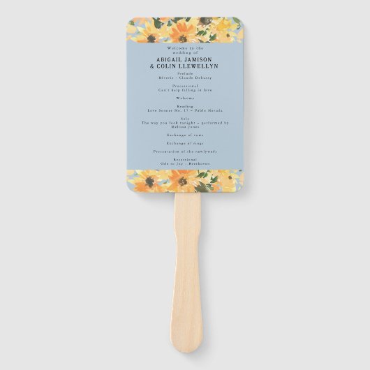 Éventail Programme d'aquarelle de bouquet de tournesol rust (Devant)