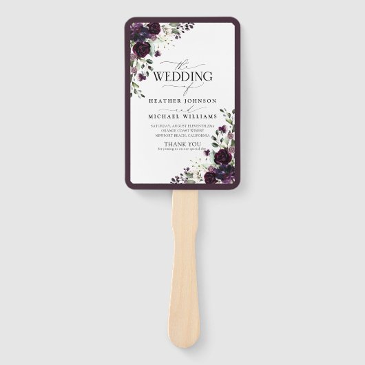 Éventail Programme d'aquarelle florale Plum Purple Mauve (Devant)