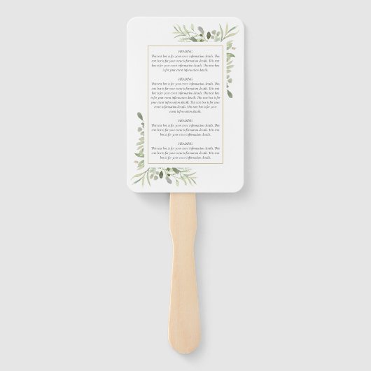 Éventail Programme de baptême croix dorée de verdure (Dos)