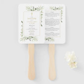 Éventail Programme de baptême croix dorée végétation (Devant et derrière)