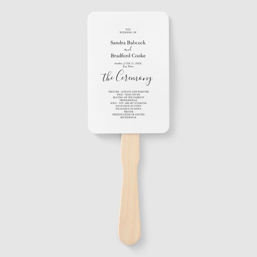 Éventail Programme de base de la cérémonie des Mariages noi (Devant)