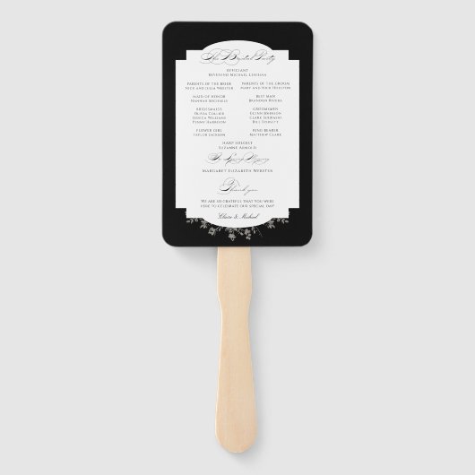 Éventail Programme de calligraphie florale noire (Dos)