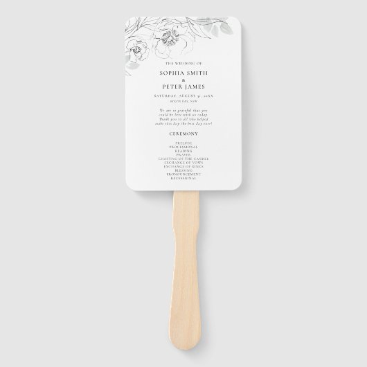 Éventail Programme de cérémonie de croquis botanique Ventil (Devant)