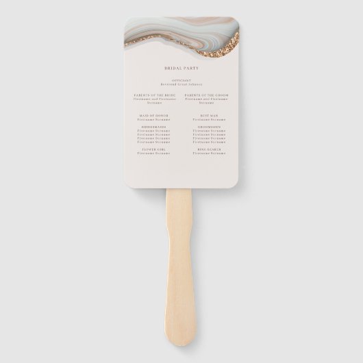 Éventail Programme de cérémonie de marbre de pierre d'agate (Dos)