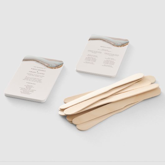 Éventail Programme de cérémonie de marbre de pierre d'agate (Non-assemblé)