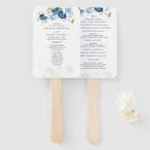 Éventail Programme de cérémonie de mariage à feuillage flor (Devant et derrière)