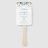 Éventail Programme de cérémonie de mariage à fleurs bleu po (Devant)