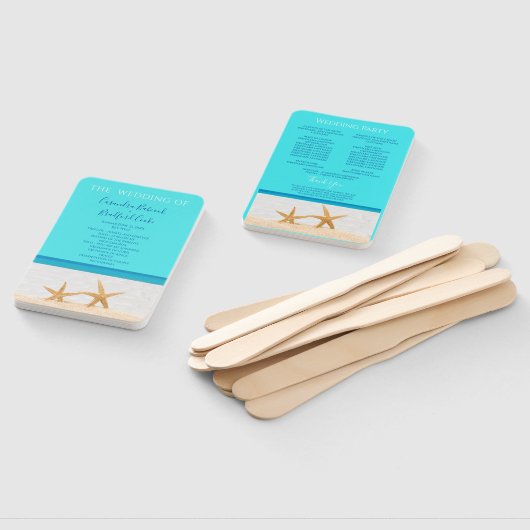 Éventail Programme de cérémonie de mariage à la plage avec  (Non-assemblé)