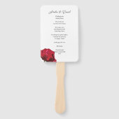Éventail Programme de cérémonie de mariage à la rose rouge (Devant)