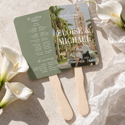 Éventail Programme de cérémonie de mariage à l'écriture ver
