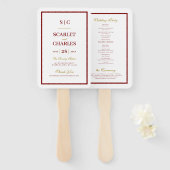 Éventail Programme de cérémonie de mariage à monogramme Or  (Devant et derrière)