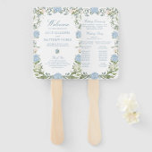 Éventail Programme de cérémonie de mariage aux hortensias b (Devant et derrière)