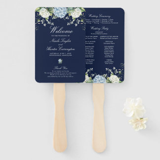 Éventail Programme de cérémonie de mariage aux hortensias b