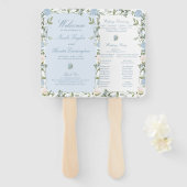 Éventail Programme de cérémonie de mariage aux hortensias b (Devant et derrière)