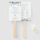 Éventail Programme de cérémonie de mariage aux hortensias b (Devant et derrière)