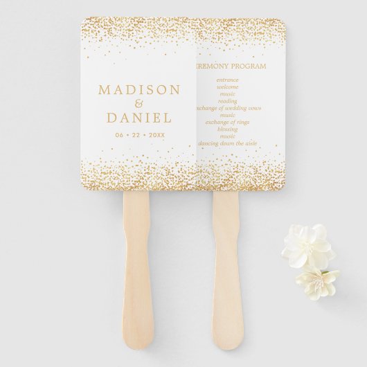 Éventail Programme de cérémonie de mariage avec confettis p (Devant et derrière)