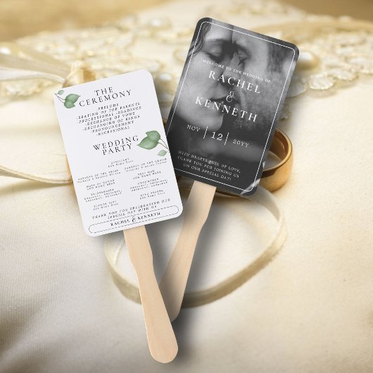 Éventail Programme de cérémonie de mariage avec photo en no