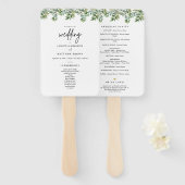 Éventail Programme de cérémonie de mariage avec verdure d'e (Devant et derrière)
