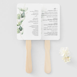 Éventail Programme de cérémonie de mariage avec verdure d'e