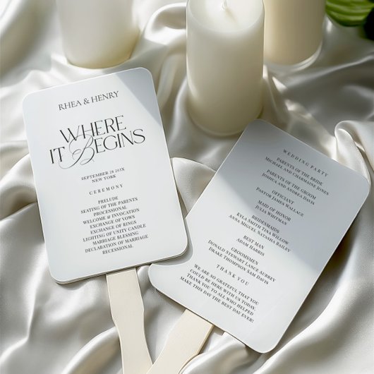 Éventail Programme de cérémonie de mariage classique modern