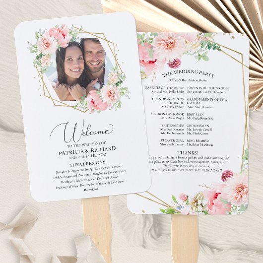 Éventail Programme de cérémonie de mariage de bienvenue Élé