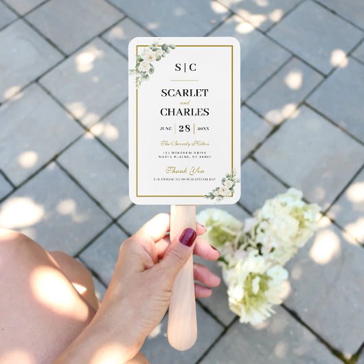 Éventail Programme de cérémonie de mariage Eucalyptus White