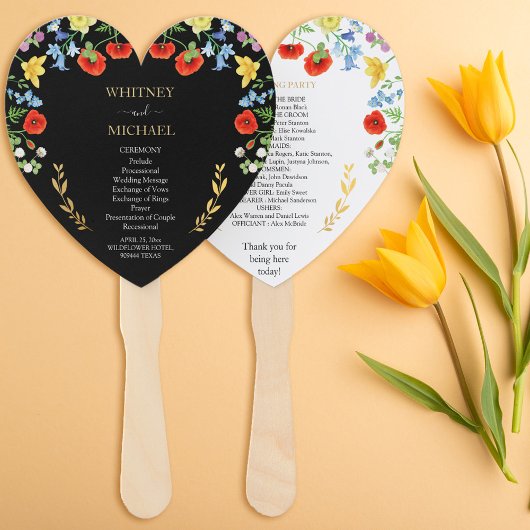 Éventail Programme de cérémonie de Mariage Fleur sauvage co