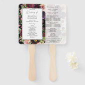Éventail Programme de cérémonie de mariage floral Bourgogne (Devant et derrière)