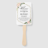 Éventail Programme de cérémonie de mariage floral rose blus (Devant)