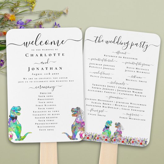 Éventail Programme de cérémonie de mariage floral sur le th