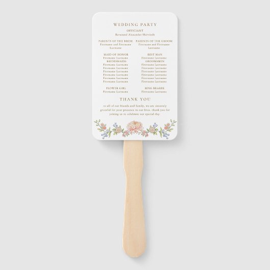 Éventail Programme de cérémonie de Mariage Grace Pastel Blu (Dos)