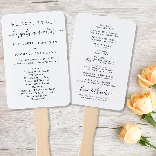 Éventail Programme de cérémonie de mariage Heureux Pour Tou