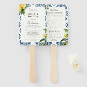 Éventail Programme de cérémonie de mariage italien au citro (Devant et derrière)