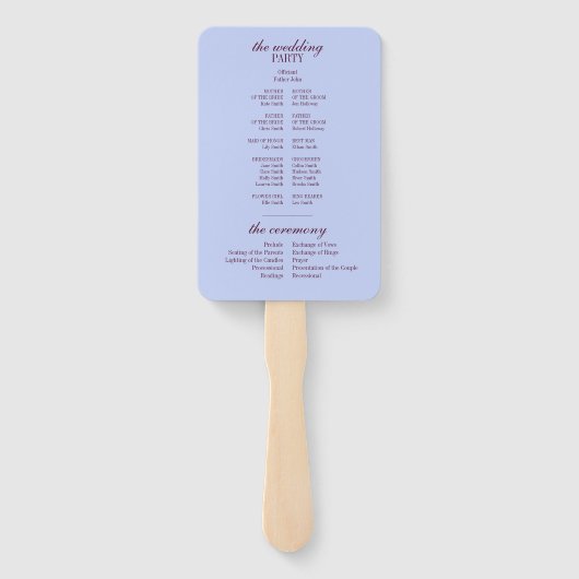Éventail Programme de cérémonie de mariage Luxe Script Perv (Dos)