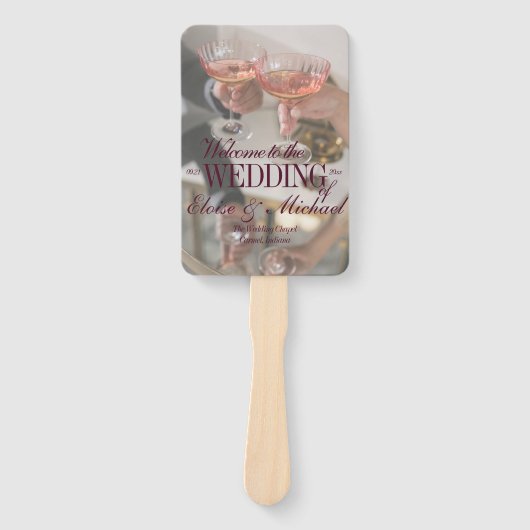 Éventail Programme de cérémonie de mariage Luxe Script Perv (Devant)