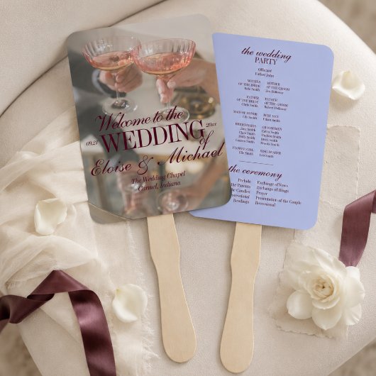Éventail Programme de cérémonie de mariage Luxe Script Perv