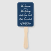 Éventail Programme de cérémonie de mariage Navy et blanc ru (Devant)