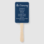 Éventail Programme de cérémonie de mariage Navy et blanc ru (Dos)