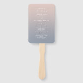 Éventail Programme de cérémonie de mariage Ombre Rose et Bl (Devant)