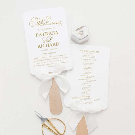 Éventail Programme de cérémonie de mariage ordre du service