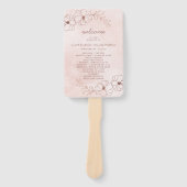 Éventail Programme de cérémonie de mariage Rose Pâle et Or (Devant)