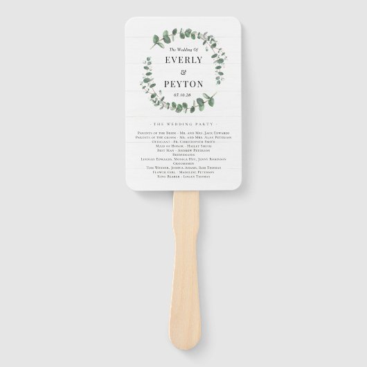 Éventail Programme de cérémonie de Mariage Rustic Greenery (Devant)
