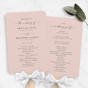 Éventail Programme de cérémonie de mariage simple uni rose