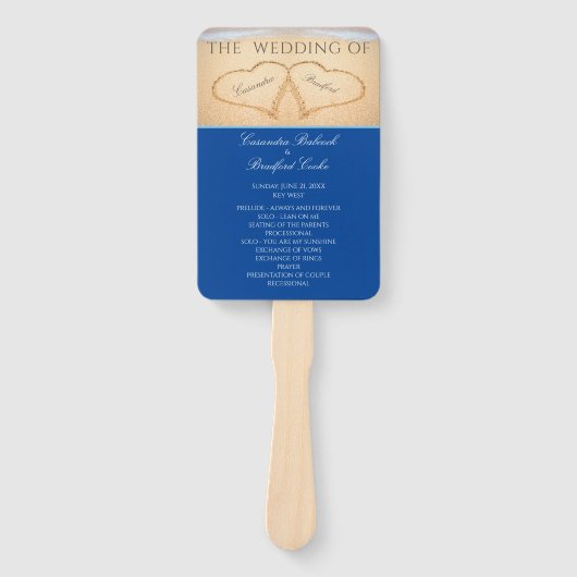 Éventail programme de cérémonie de mariage sur la plage à c (Devant)