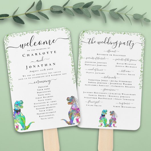 Éventail Programme de cérémonie de mariage sur le thème des