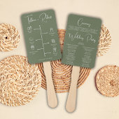 Éventail Programme de cérémonie de mariage vert couleur mod