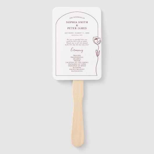 Éventail Programme de cérémonie de Rose de ligne Ventilateu (Devant)