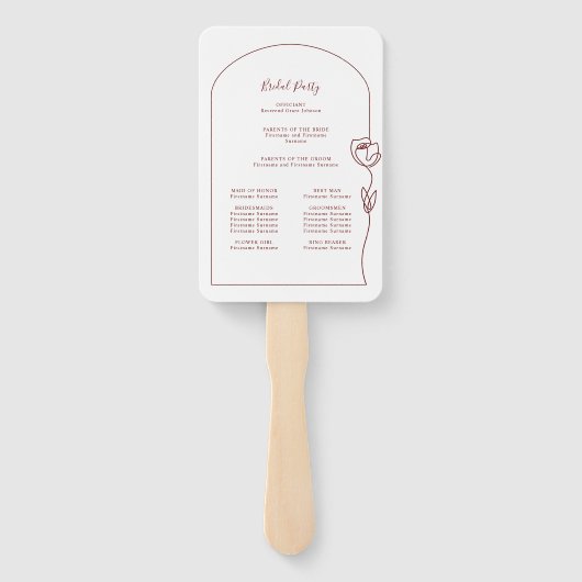 Éventail Programme de cérémonie de Rose de ligne Ventilateu (Dos)