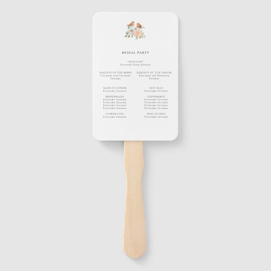 Éventail Programme de cérémonie des Inséparables Ventilateu (Dos)