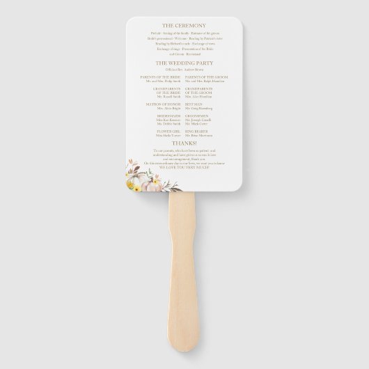 Éventail Programme de cérémonie des Mariages de automne cit (Dos)